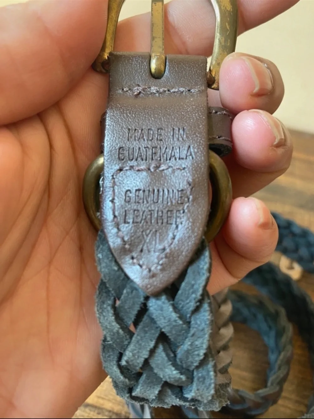 Vintage Leather Woven Belt, 32”